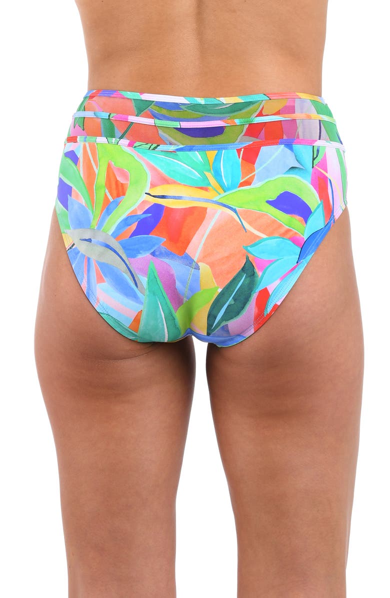 La Blanca Tropi-Flage High Waist Bikini Bottoms, Alternate, color, 