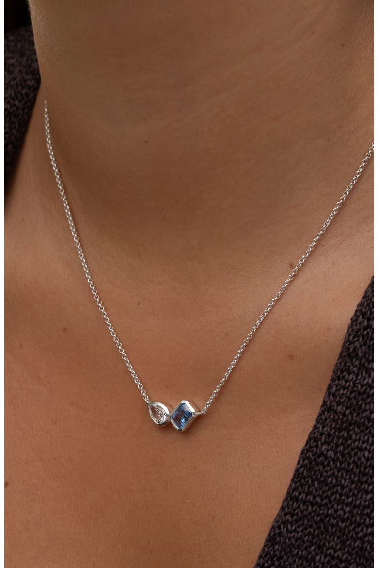 Blue & White Topaz Duo Tutti Frutti Necklace, Alternate, color, Sterling Silver