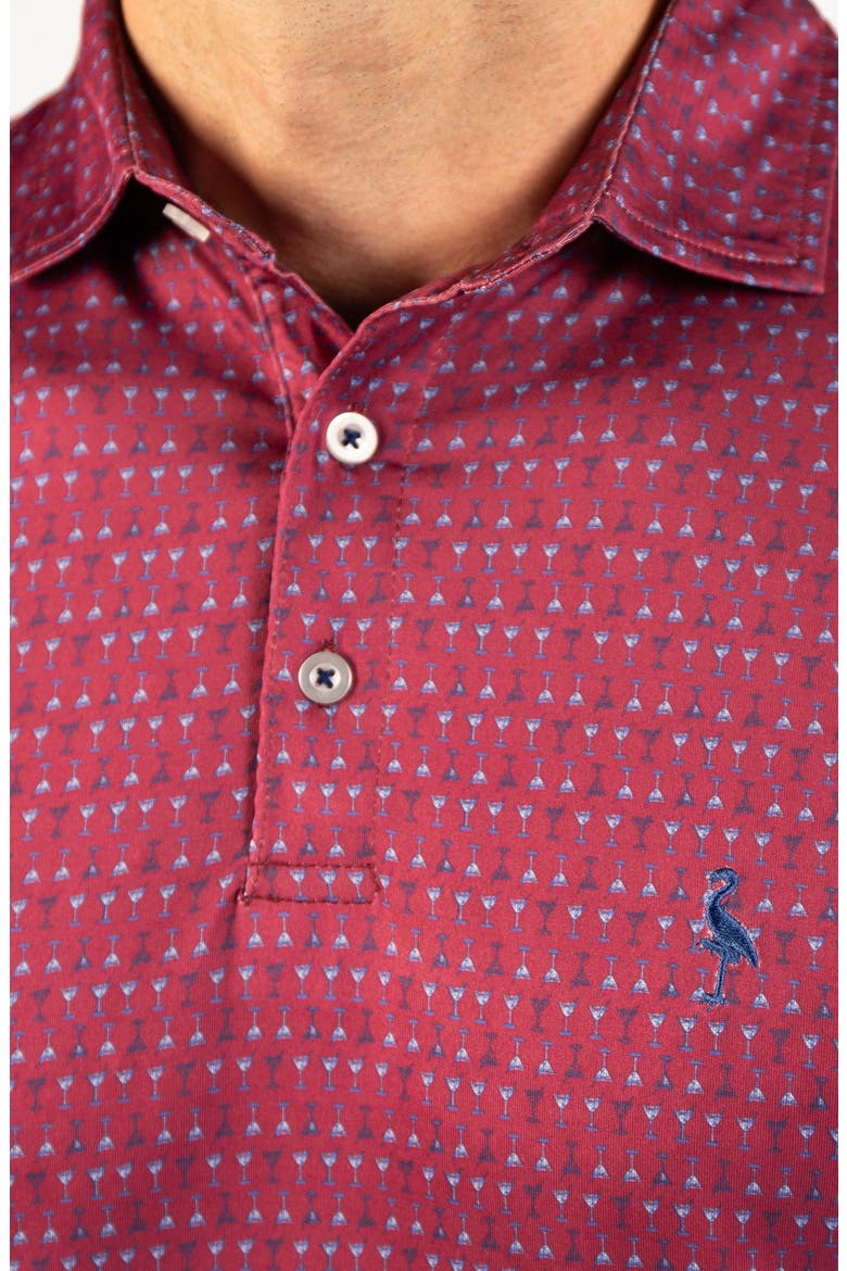 Martini Glass Printed Polo, Alternate, color, BURGUNDY