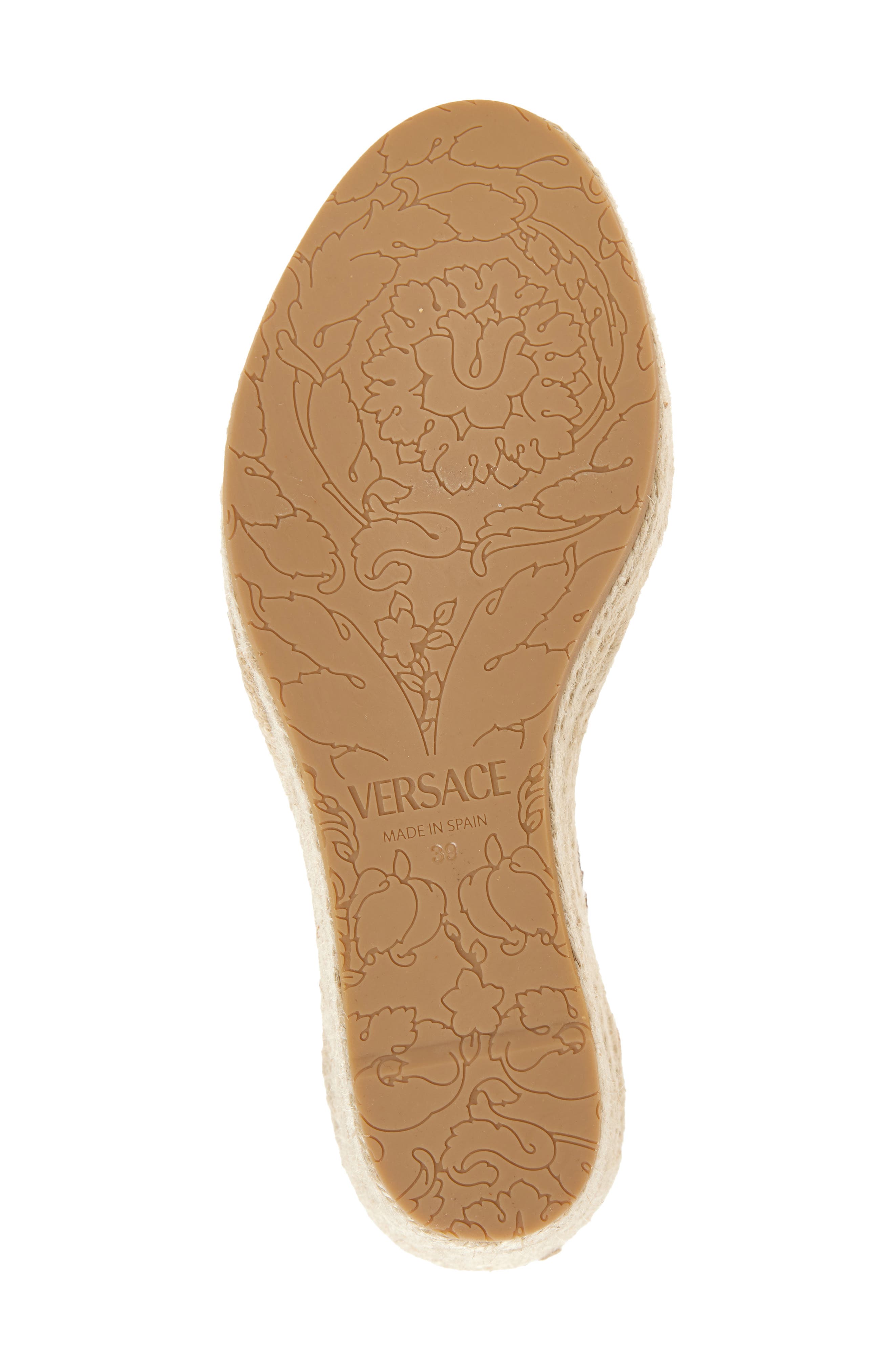 Versace Medusa '95 Suede Espadrille Wedge Sandal, Alternate, color, Spice Brown-Versace Gold