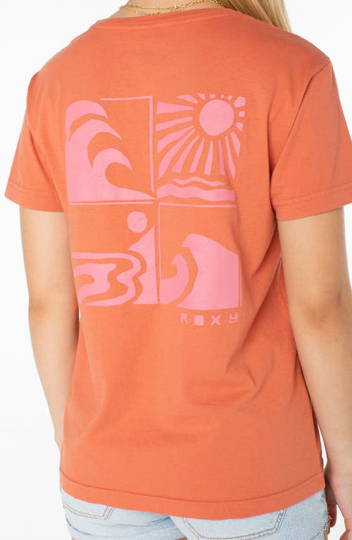 Roxy Wave Cuts Logo Cotton Graphic T-shirt In Orange