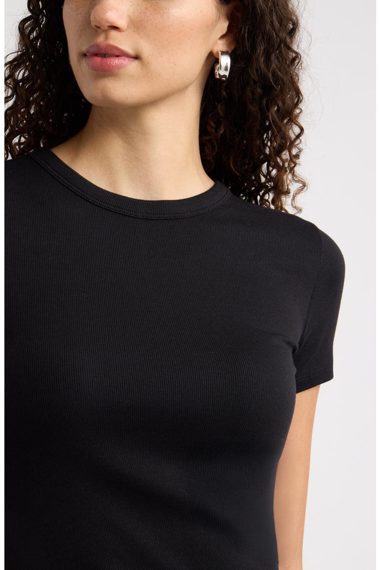 Ribbed Crewneck T-Shirt, Alternate, color, BLACK