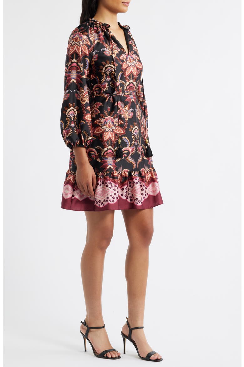 Floral Long Sleeve Fit & Flare Dress, Alternate, color, BLACK MULTI