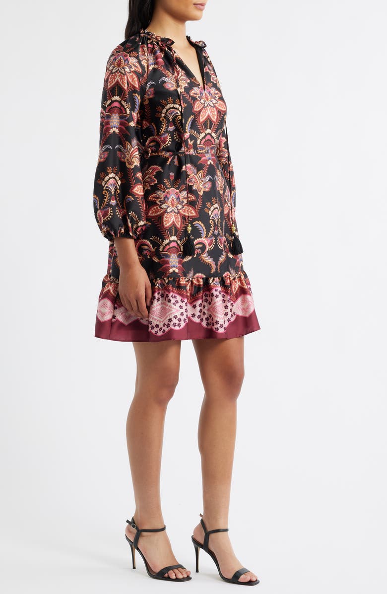 Vince Camuto Floral Long Sleeve Fit & Flare Dress, Alternate, color, Black Multi
