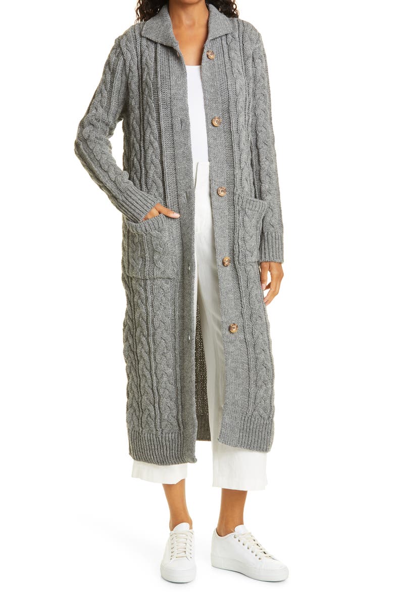 Berriex Long Wool Cardigan, Main, color, GREY