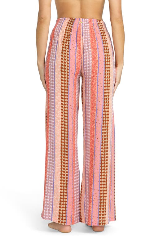 Billabong Split Spirit Multi Boho Print Wide-leg Slit-front Pants In Multi