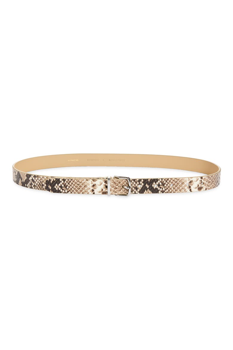 Snakeskin Textured Belt, Main, color, NATURAL / PALLADIUM