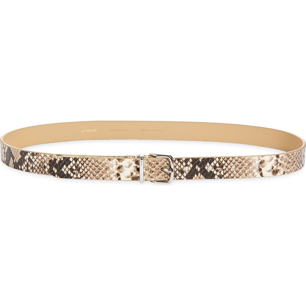 Vince Snakeskin Textured Belt in Natural /Palladium at Nordstrom Rack, Size Large