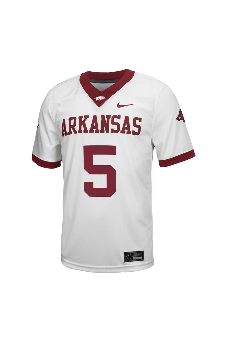 Men's Nike #5 White Arkansas Razorbacks Untouchable Football Jersey, Alternate, color, White