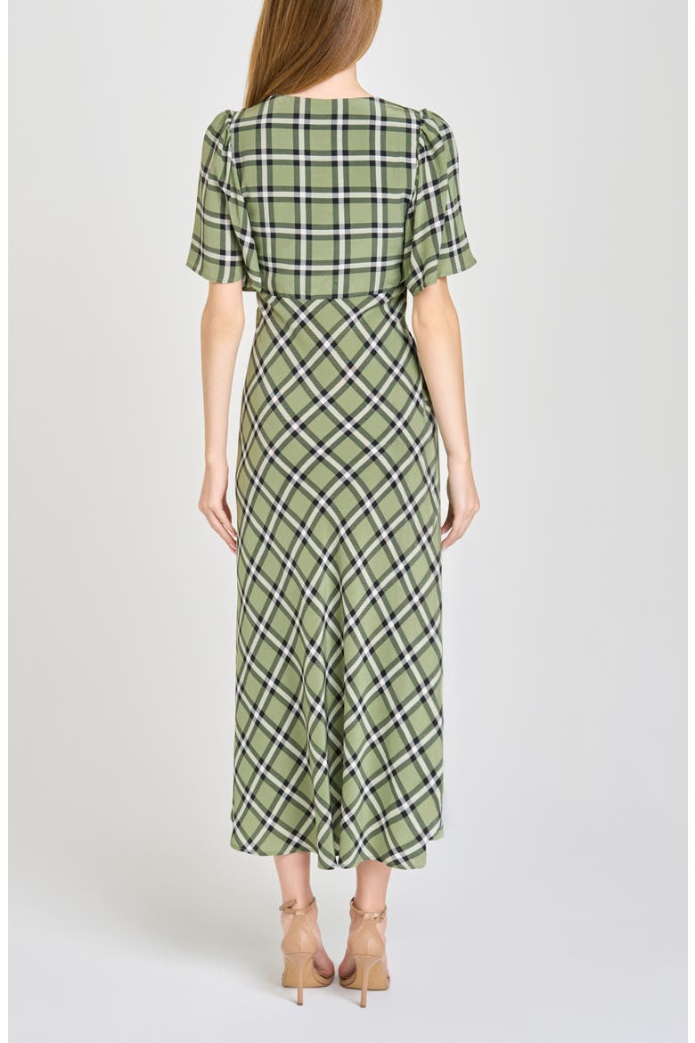Jules Plaid Midi Dress, Alternate, color, OLIVE CHECKER