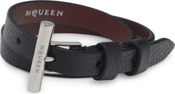 【関税込み】Cross-Bar Bracelet - Alexander McQueen - Leather Alexander McQueen Alexander McQueen Double Wrap Cross Bar