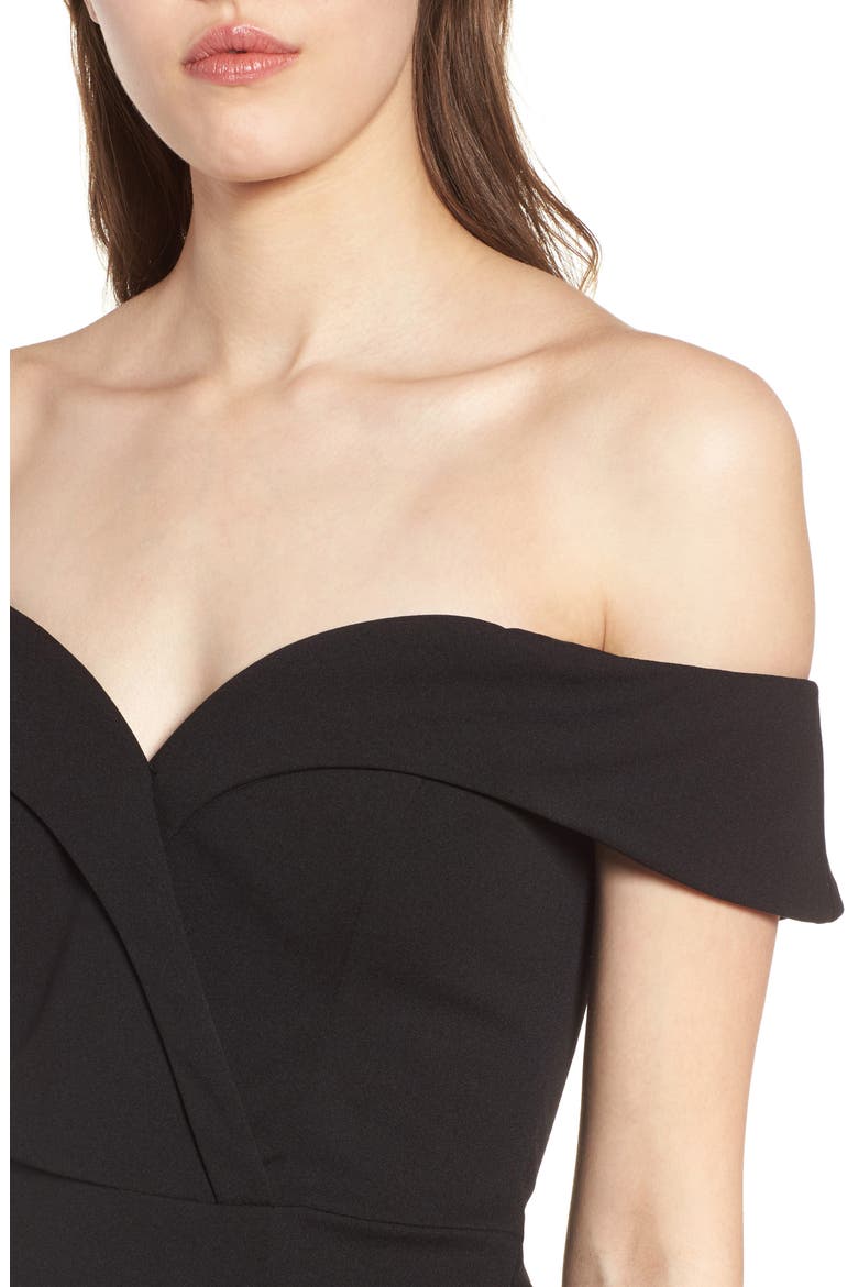 Off the Shoulder Body-Con Dress, Alternate, color, BLACK