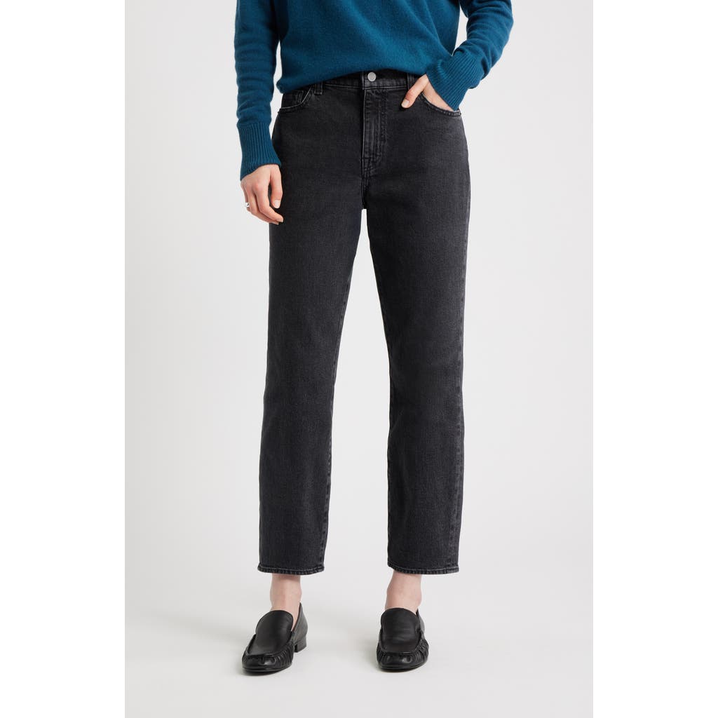 Nordstrom High Waist Slim Straight Leg Jeans In Black