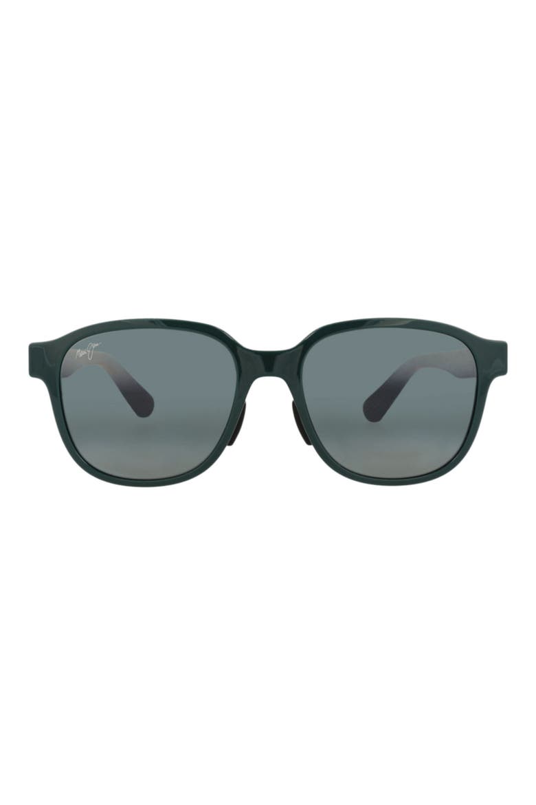 55mm Gradient Polarized Square Sunglasses, Main, color, GREEN GREEN GREY