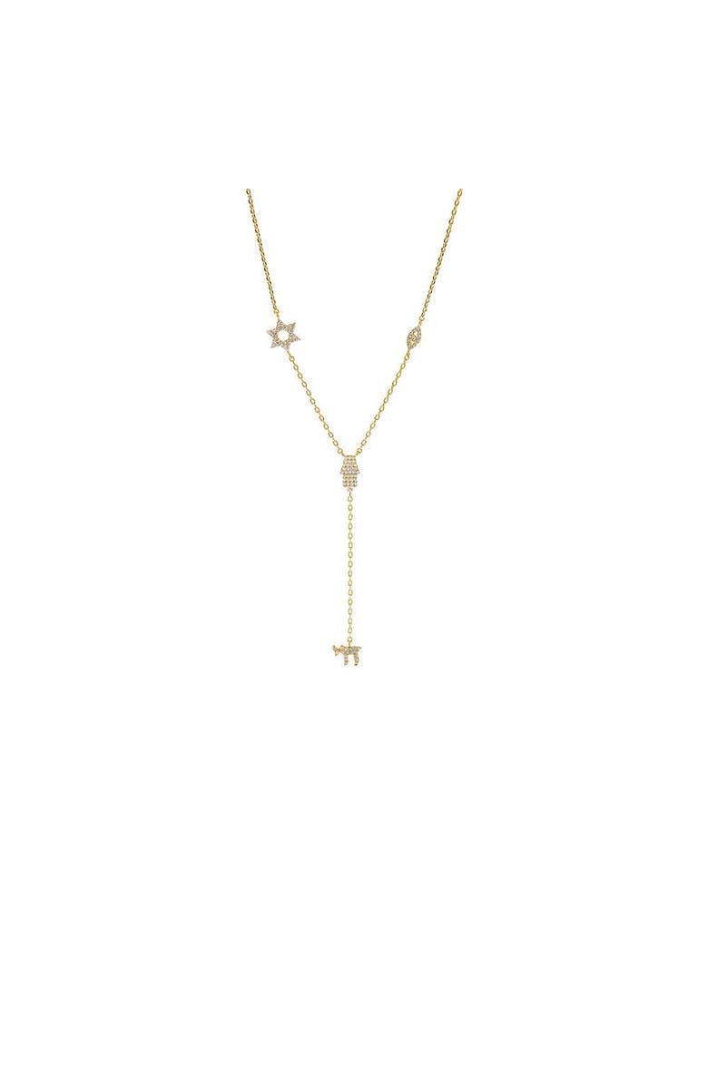 BY ADINA EDEN Pave Protection Charms Lariat Necklace, Main, color, Gold