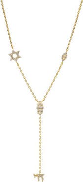 BY ADINA EDEN Pave Protection Charms Lariat Necklace