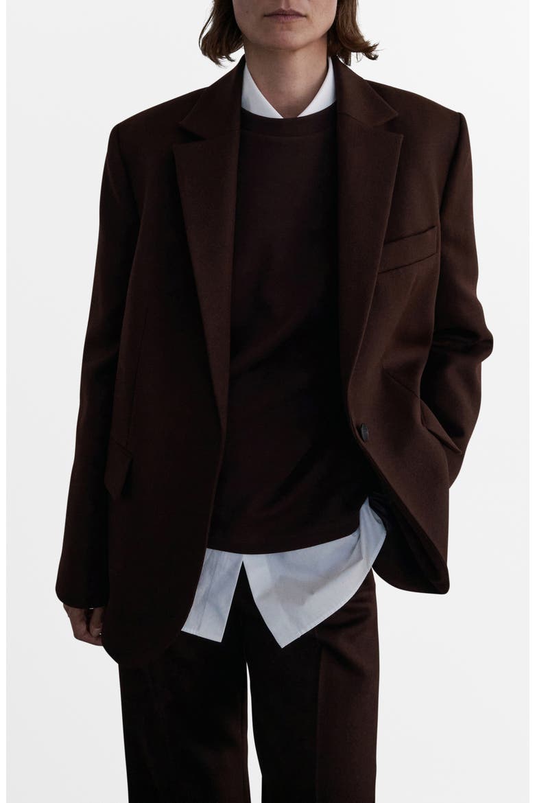 Selection Oversize Wool Blazer, Main, color, BROWN