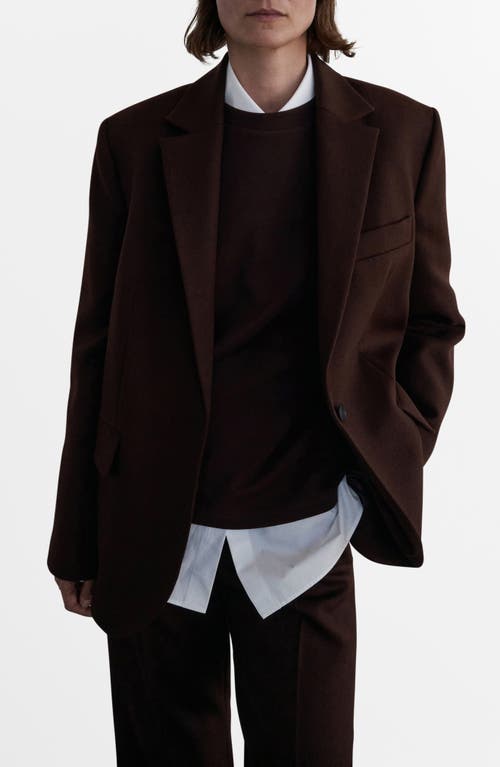 Mango Oversize Wool Blazer In Brown