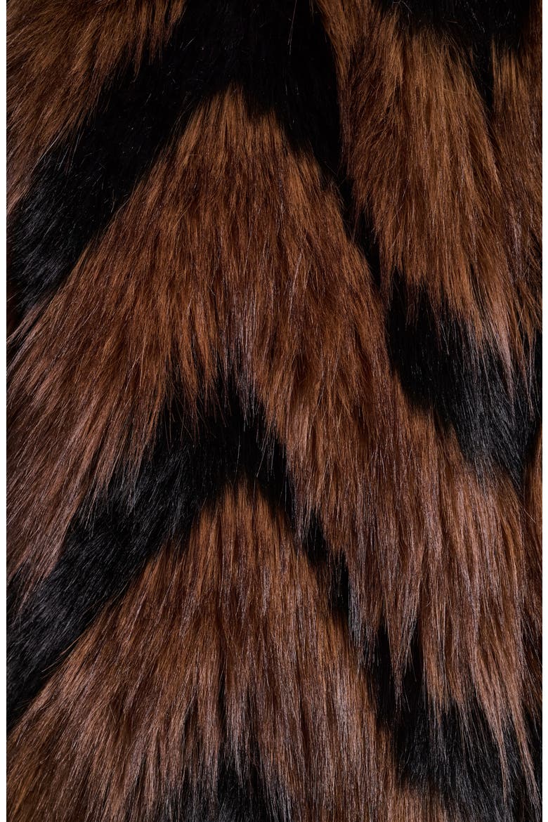 Zigzag Faux Fur Jacket, Alternate, color, BLACK/ BROWN