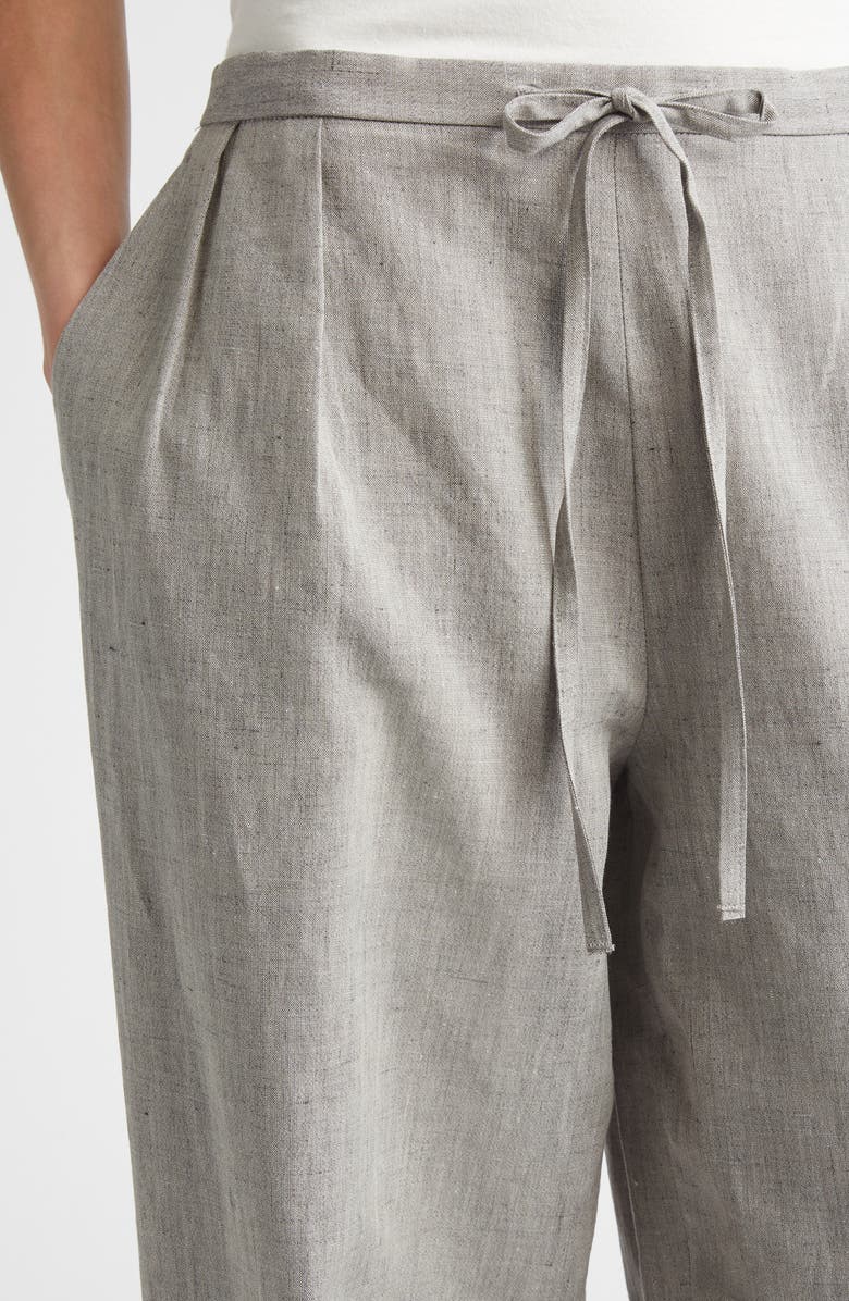 LOULOU DE SAISON Clark Loose Fit Mélange Linen & Cotton Wide Leg Pants, Alternate, color, Grey Melange
