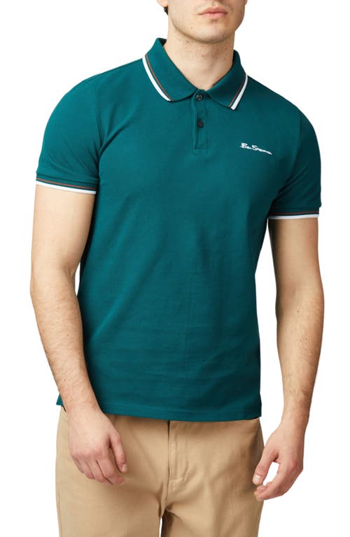 Ben Sherman Signature Tipped Organic Cotton Piqué Polo in Jade 