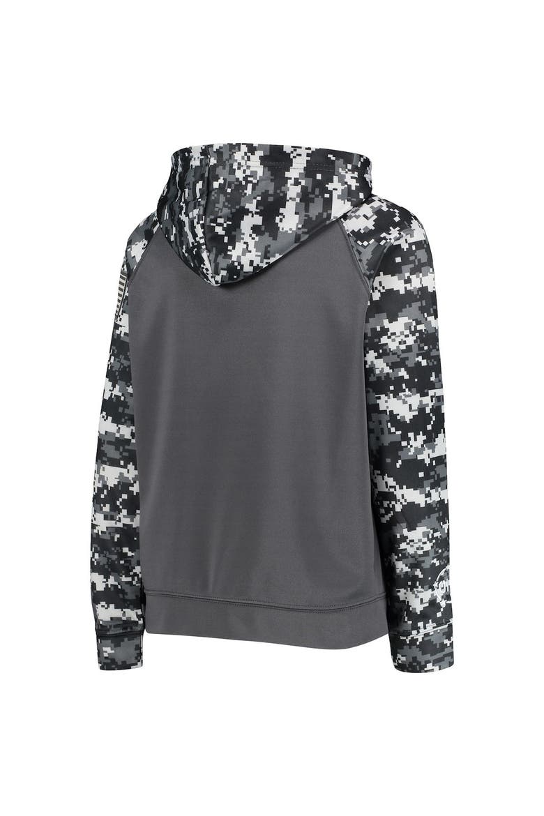 Youth Colosseum Charcoal Navy Midshipmen OHT Military Appreciation Digital Camo Raglan Pullover Hoodie, Alternate, color, Charcoal