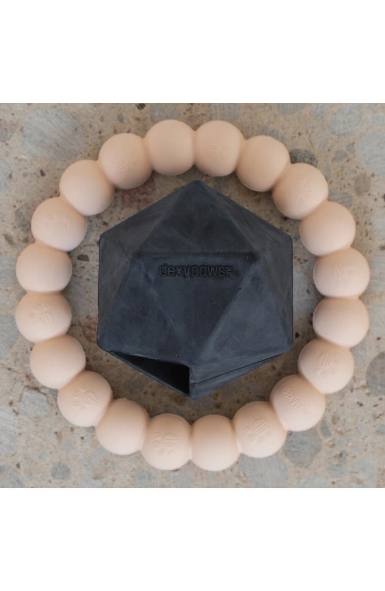 Dexypaws Chew Master Ring & Geometric Kong, Beige & Black, 2pc Dog Toys, Alternate, color, Beige