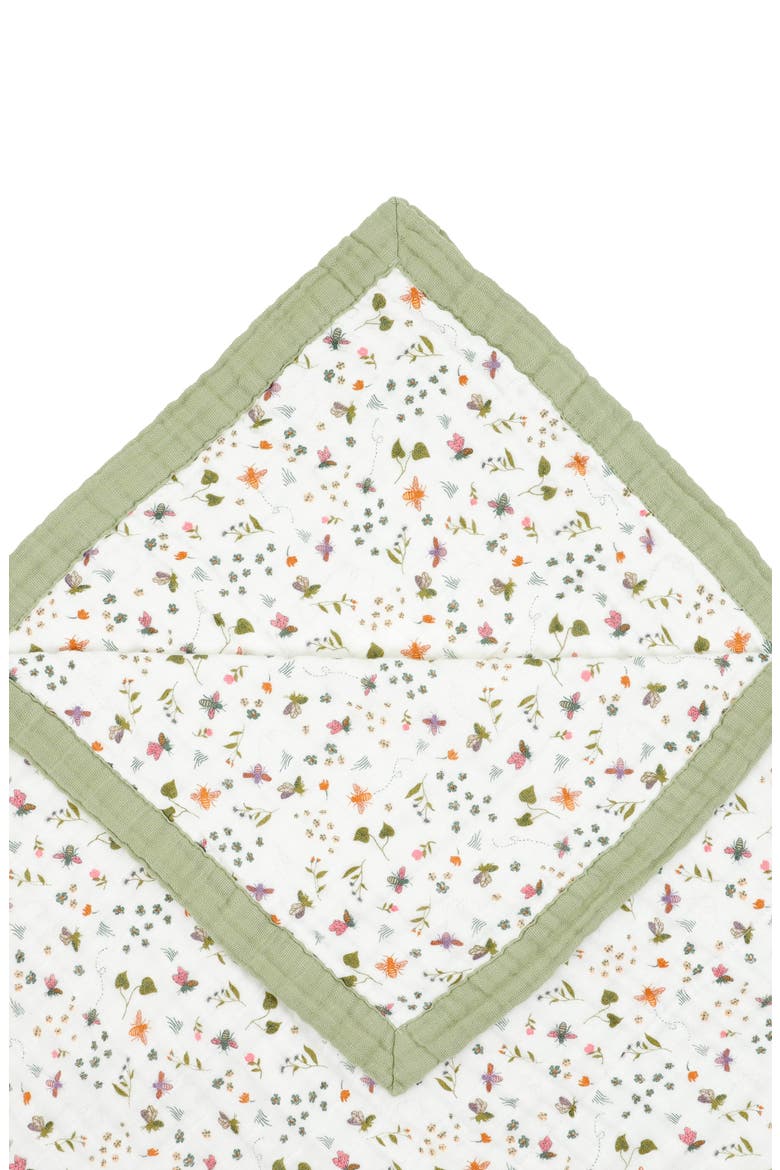 Kids' Cotton Muslin Quilted Throw, Alternate, color, GARDEN BEES