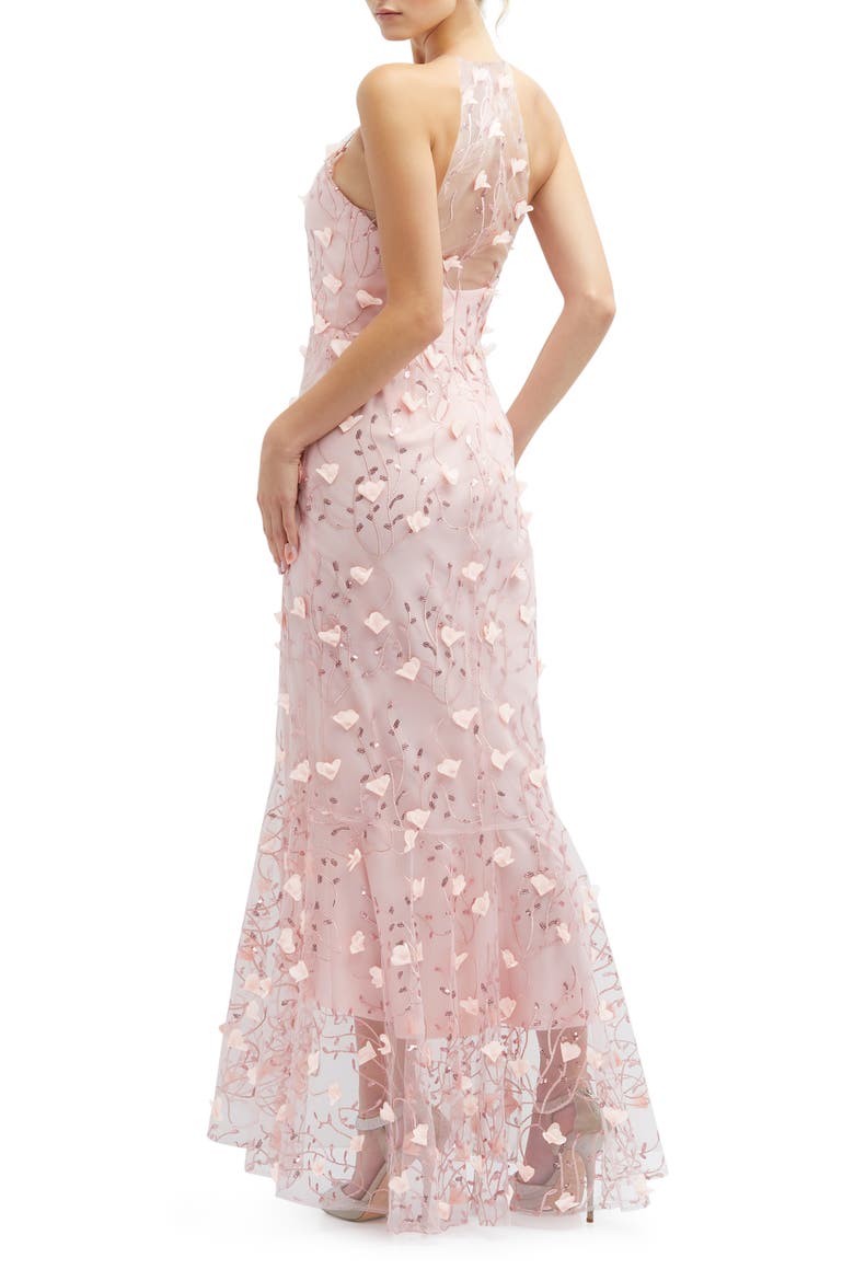 Sequin Embroidered High-Low Gown, Alternate, color, ROSE