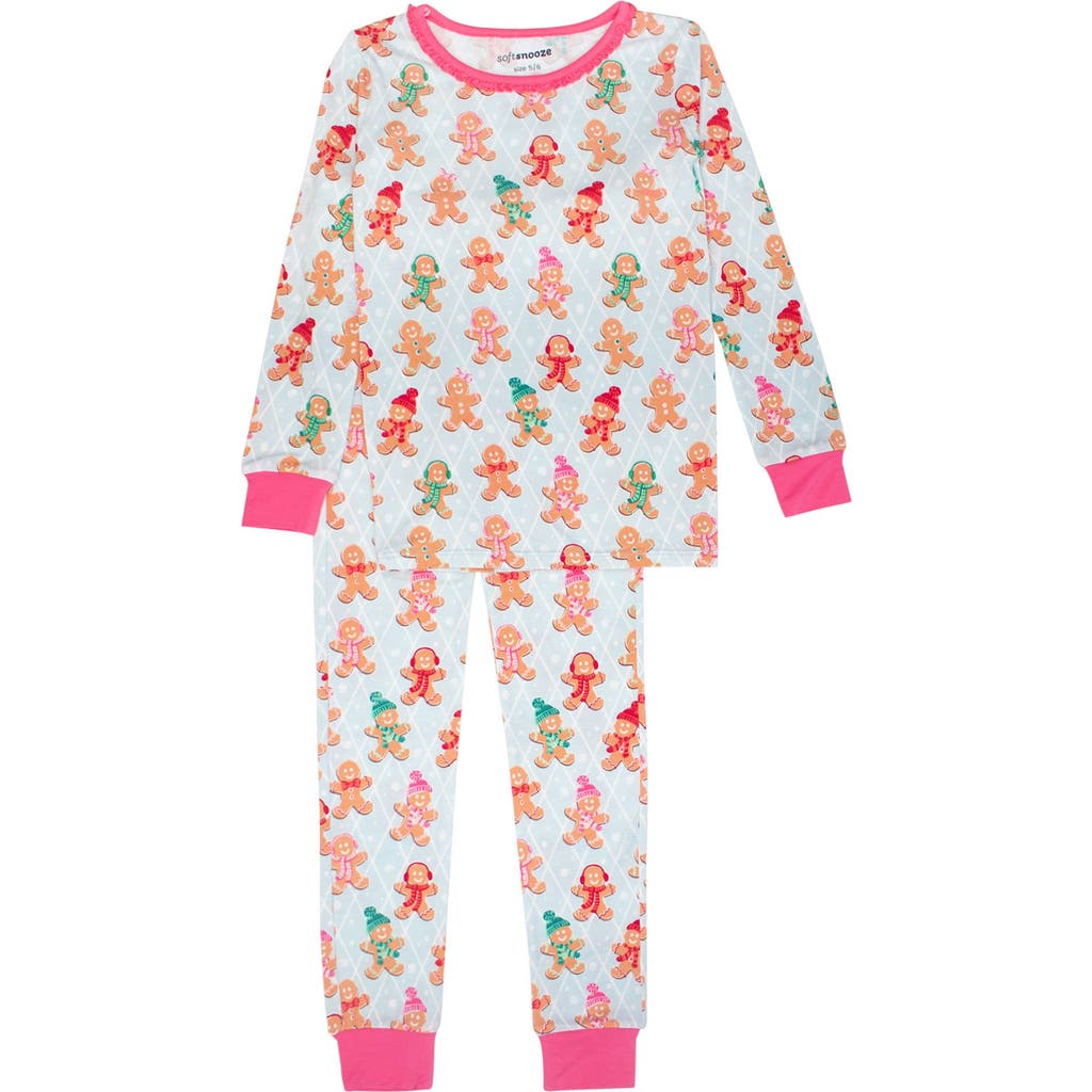 Rufflebutts Girls Softsnooze Ruffle Long Sleeve Pajama Set In Multi