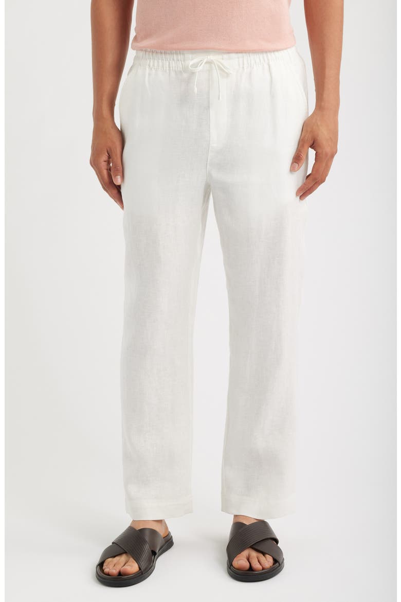 Avila Straight Leg Linen Drawstring Pants, Main, color, WHITE-23