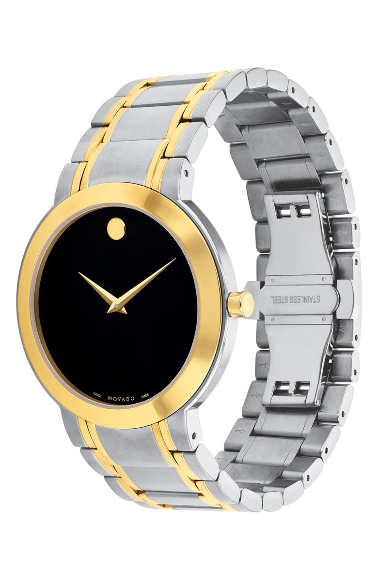 Movado Portfolio Two-Tone Stainless Steel Swiss Quartz Bracelet Watch, 40mm, Alternate, color, Black