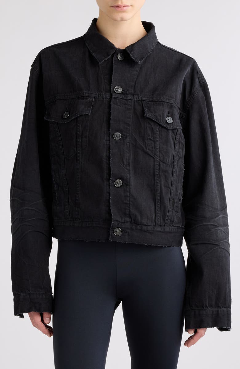 Balenciaga Small Fit Denim Crop Jacket, Main, color, 