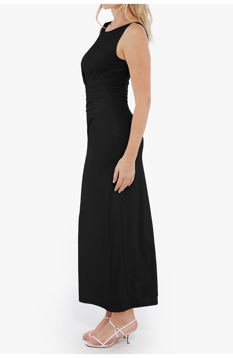 Popilush Elegant Boatneck Draped Snatched Sculpting Maxi Shapewear Dress, Alternate, color, Classic Black