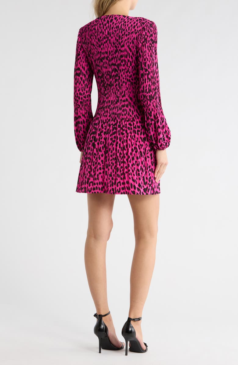 maje Rockinela Long Sleeve Minidress, Alternate, color, Leopard Fuchsia