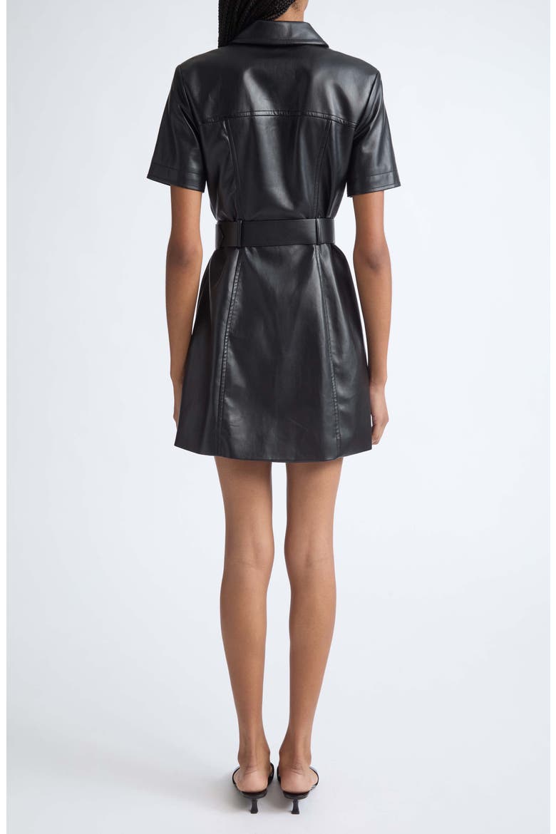 Lydia Faux Leather Snap Front Minidress, Alternate, color, JET