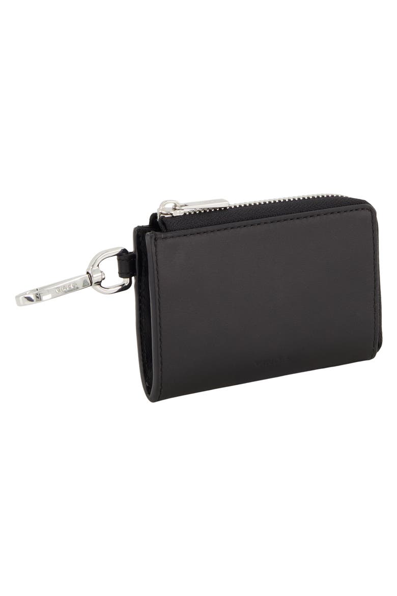 Zip Top Leather Card Case, Alternate, color, BLACK