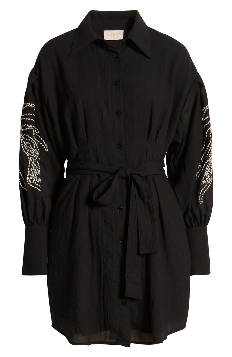 CIEBON Brielle Embroidered Long Sleeve Shirtdress, Alternate, color,
