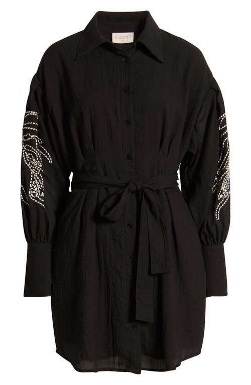 CIEBON CIEBON BRIELLE EMBROIDERED LONG SLEEVE SHIRTDRESS