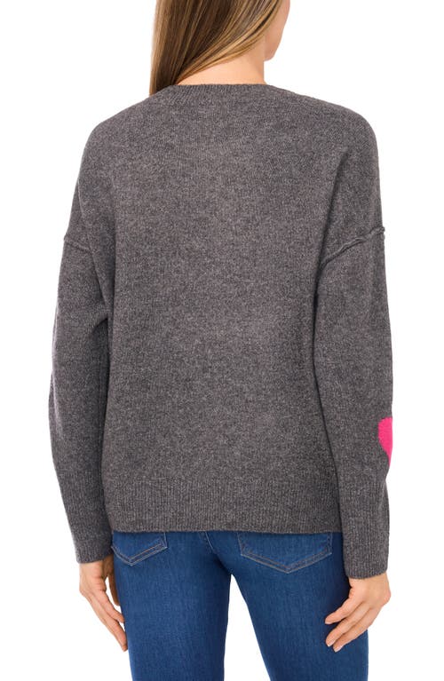 Cece Heart Pattern Intarsia Sweater In Gray