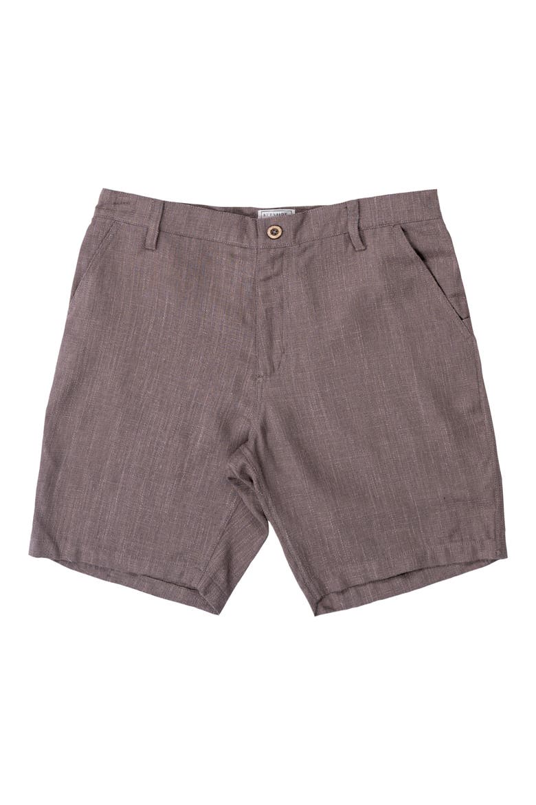 Cotton & Linen Blend Shorts, Main, color, WALNUT