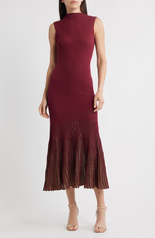 Moon River Ribbed Sweater Dress In Brown