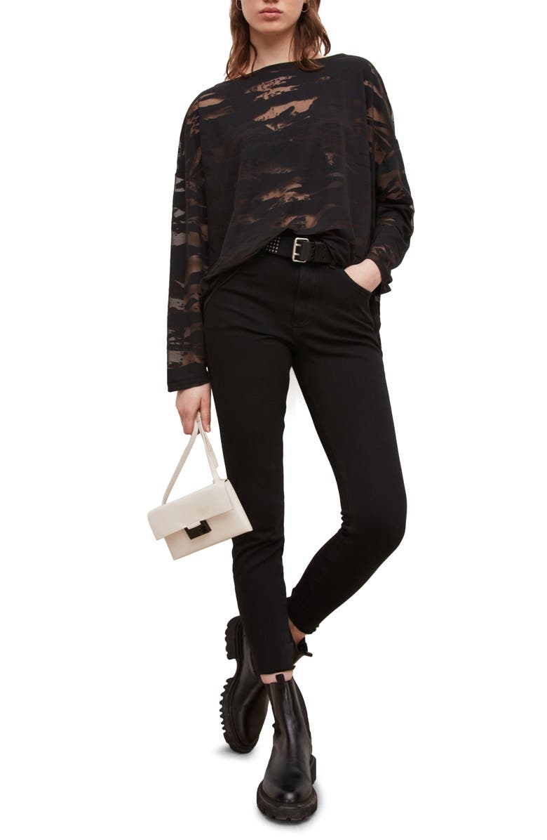 AllSaints Rita Devore Semisheer Blouse, Alternate, color,