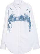 Jean Paul Gaultier Scanned Bra Trompe l'Oeil Stretch Poplin Button-Up Shirt