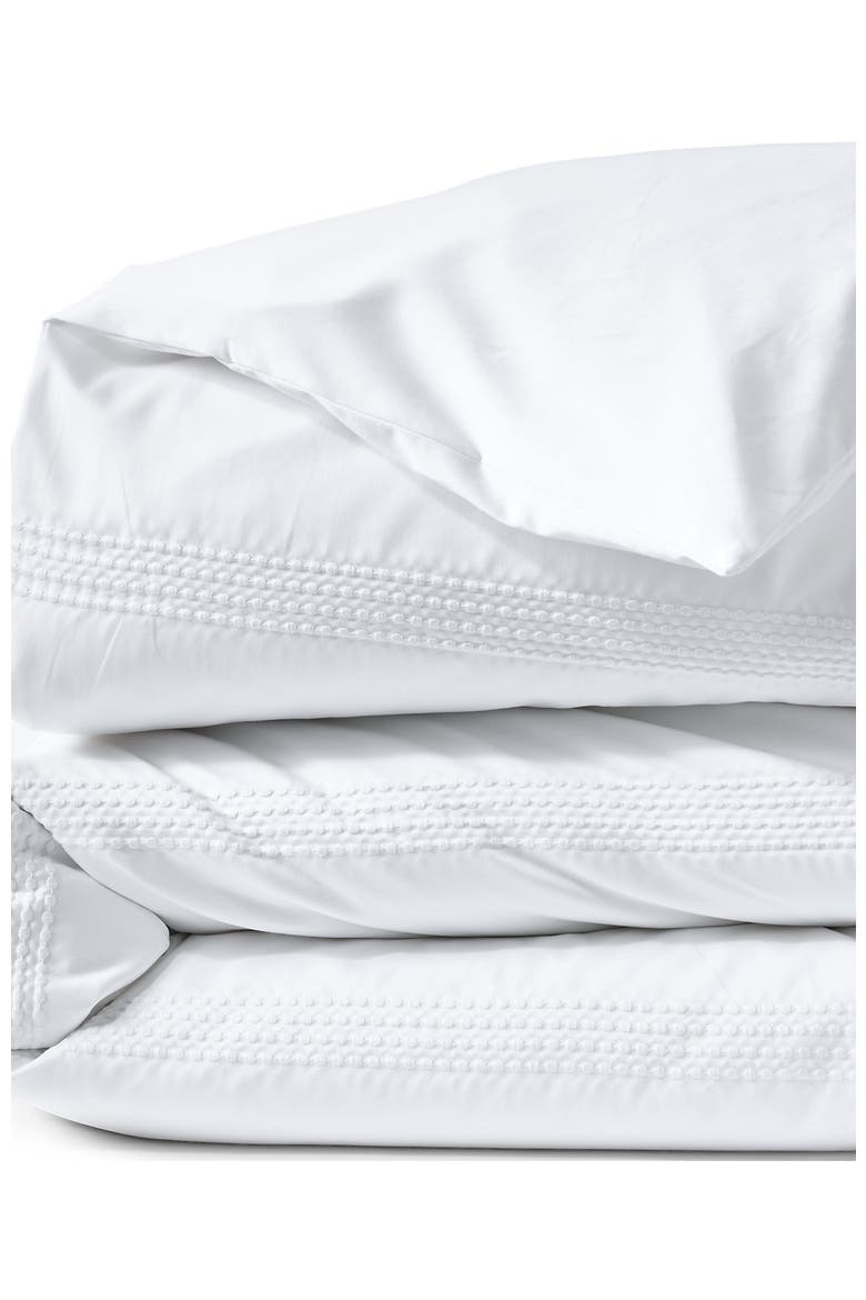 400 Thread Count Premium Supima Cotton No Iron Sateen Embroidered Duvet Bed Cover, Alternate, color, White Dots