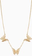 Oradina 14K Yellow Gold Social Butterfly Necklace