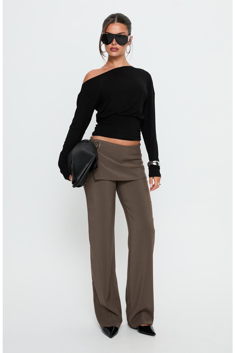 Ashlinn One-Shoulder Crop Knit Top, Alternate, color, BLACK