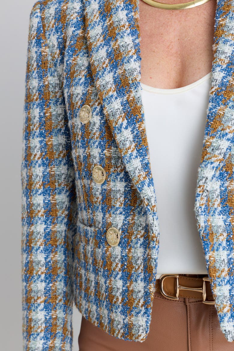 Gabrielle Double Breasted Tweed Blazer, Alternate, color, Coastal Multi