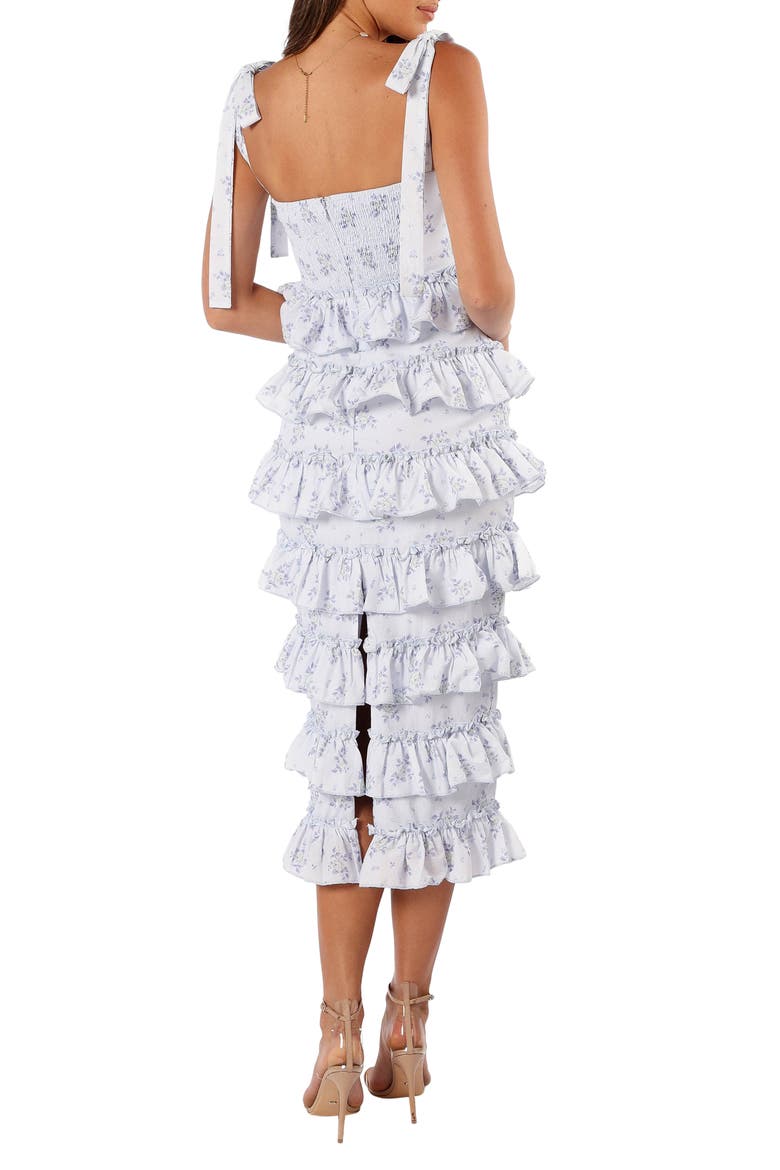 Marina Floral Tiered Ruffle Midi Dress, Alternate, color, BLUE FLORAL