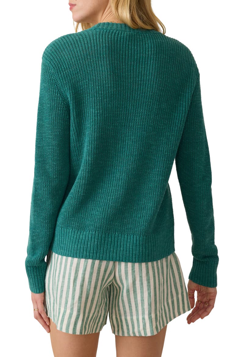 Miramar Linen & Cotton Cardigan, Alternate, color, DEEP JUNGLE